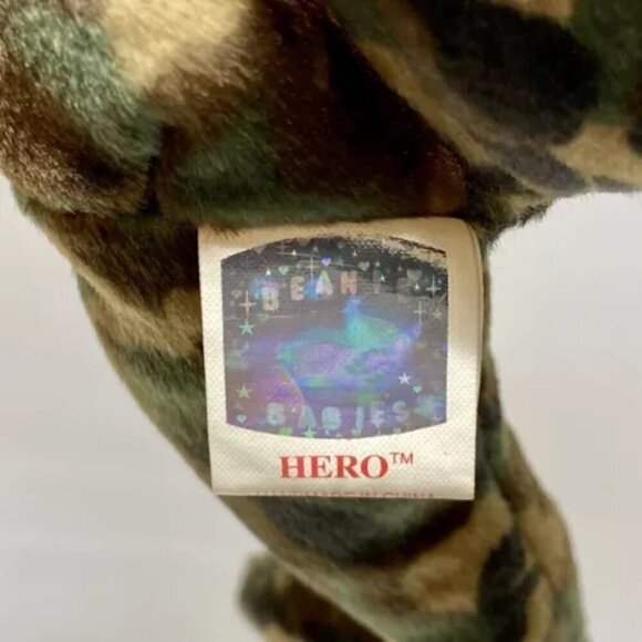 Ty Beanie Baby Hero 40012 USA Flag Camouflage Soldier 2003 Plush Teddy Bear - Picture 10 of 10